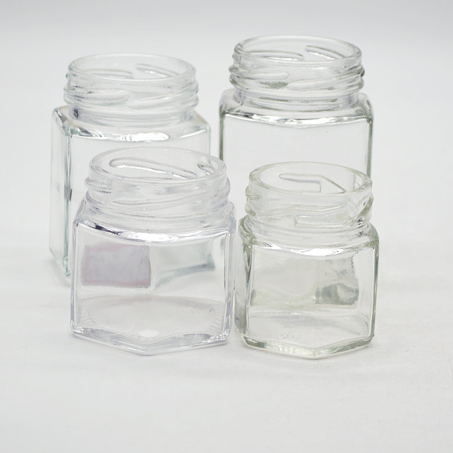 Clear Customized honhey Shaped Hexagonal Honey Hermetic Glass Jar
