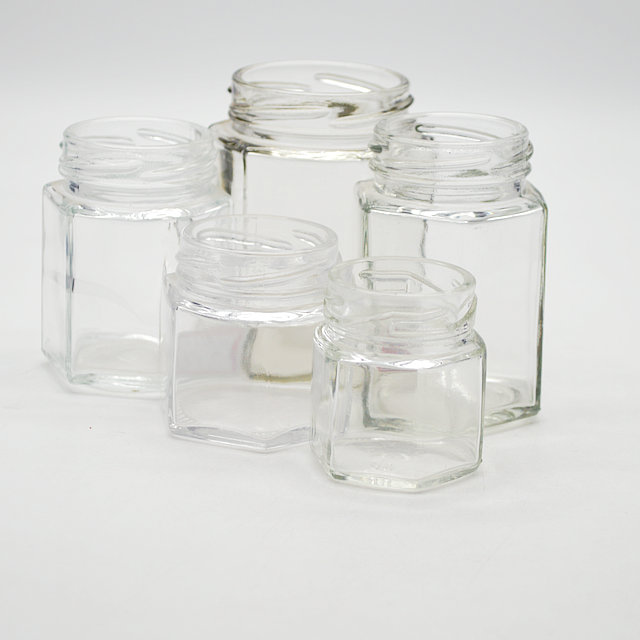 Clear Customized honhey Shaped Hexagonal Honey Hermetic Glass Jar