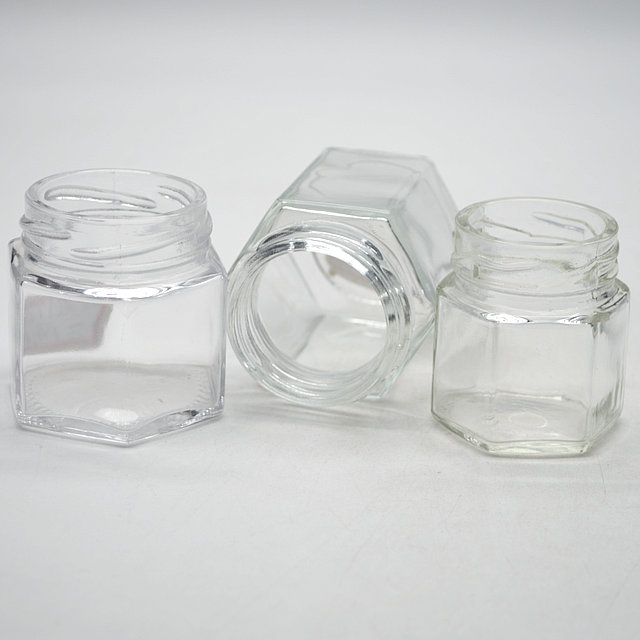 Clear Customized honhey Shaped Hexagonal Honey Hermetic Glass Jar