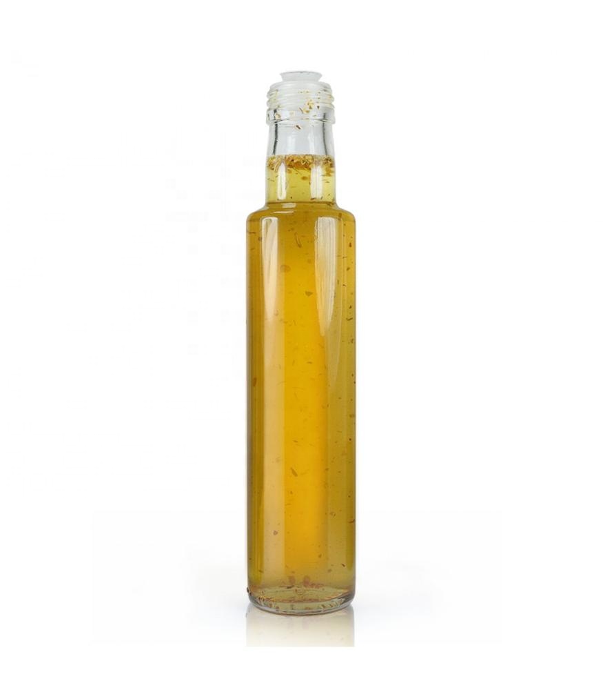 Clear Dorica 250ml Olive oil glass bottle with easy cap plastic cap or Aluminium cap and pourers