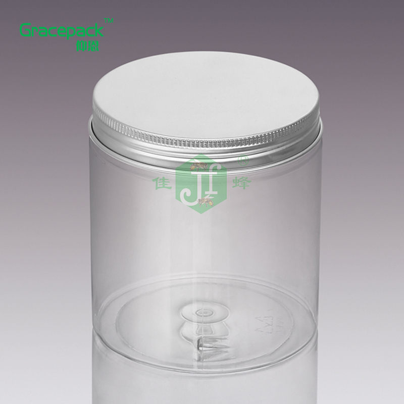 Clear Dried Round Shape plastic jar containers honey Jar 500ml PET Wide mouth Ice cream plastic food container