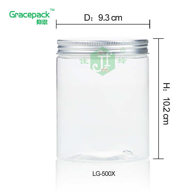 Clear Dried fruit/dessert honey Jar 500ml PET Wide mouth Ice cream plastic food container