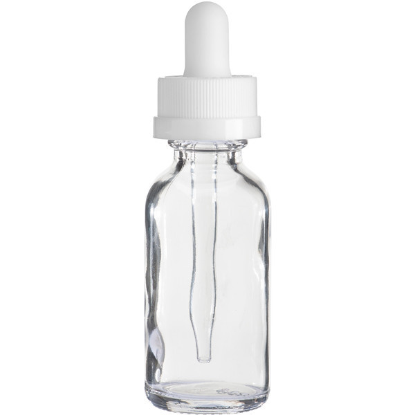 Clear Dropper Bottle 1 oz Boston Round Glass 20mm 20-400 Finish Pharmaceutical Essential Oil Dropper Bottle