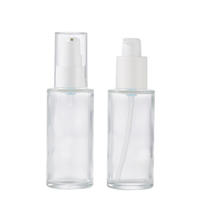 Clear Empty 50ml Pump Sprayer Skin Care Cream Serum Lotion Cosmetics Containers Glass Bottle