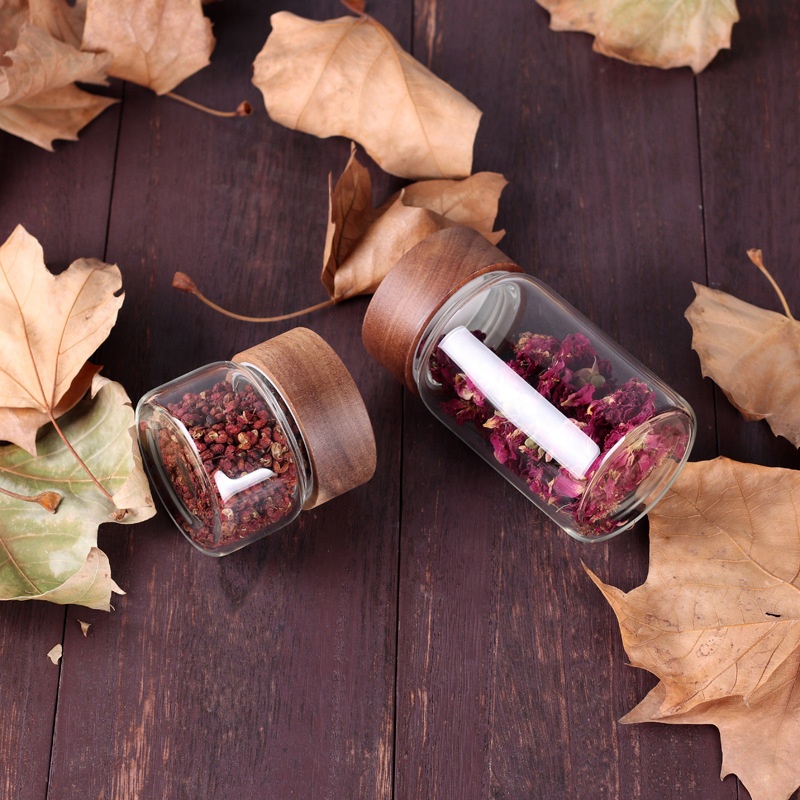 Clear Empty Custom Food Grade Storage Airtight Wood Lid 1000ml Coffee Cookies Jam Mason Acacia Glass Jar