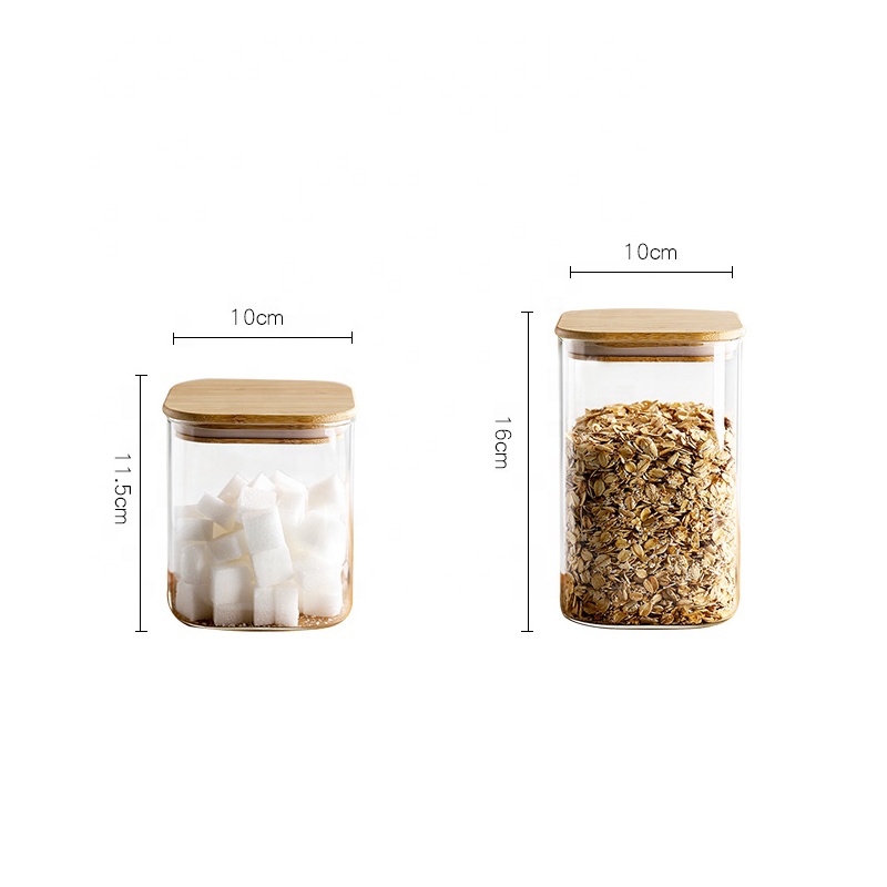 Clear Empty Food Coffee Cookie Airtight Storage 100 Ml 150ml 180ml 190ml 200ml Glass Bamboo Jar