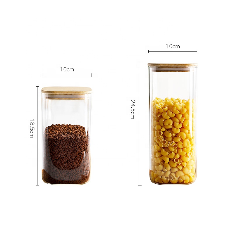 Clear Empty Food Coffee Cookie Airtight Storage 100 Ml 150ml 180ml 190ml 200ml Glass Bamboo Jar