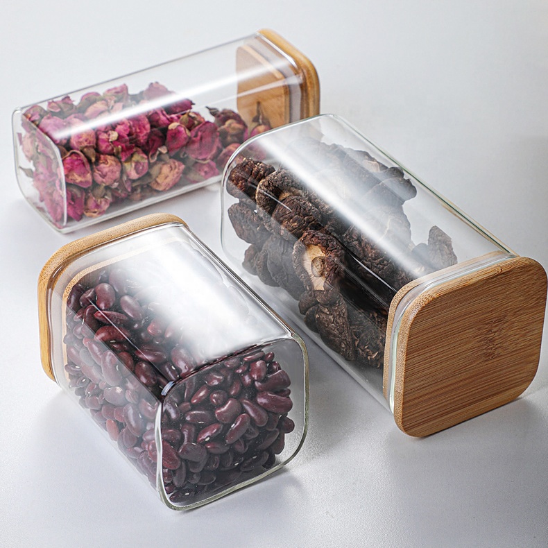 Clear Empty Food Storage Coffee Borosilicate Jam Cookie Candy Glass Honey Jar Square