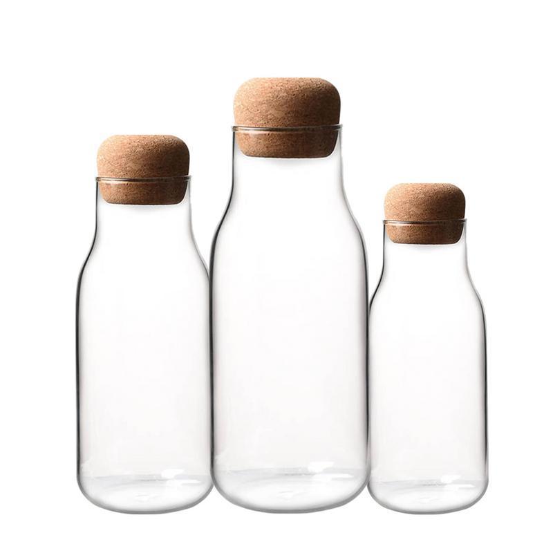 Clear Empty Glass Round  Storage Glass Jar Bottle For Saffron Packing With Cork Lid