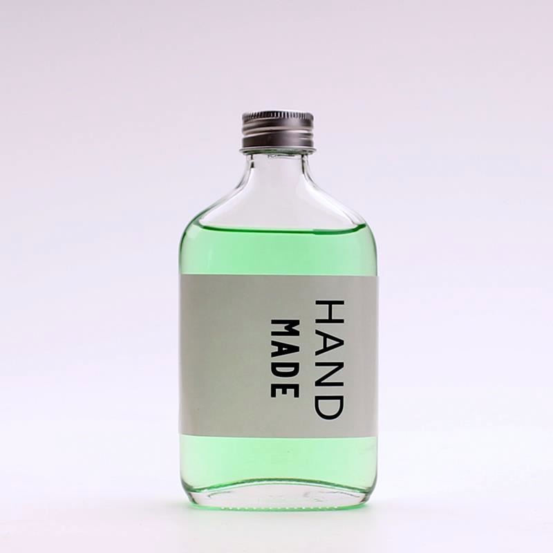 Clear Flat Hip Flask Beverage Packing Cold Brew Coffee Whisky Glass Bottles For Liquor Tea