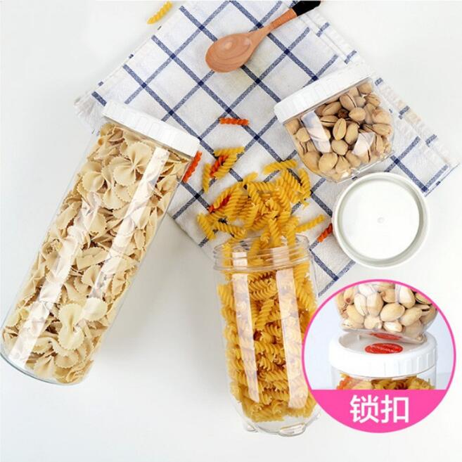 Clear Food Storage Container Screw Top Cereal Dispenser Containers For Grains Dry Food Snacks Nuts Coffee