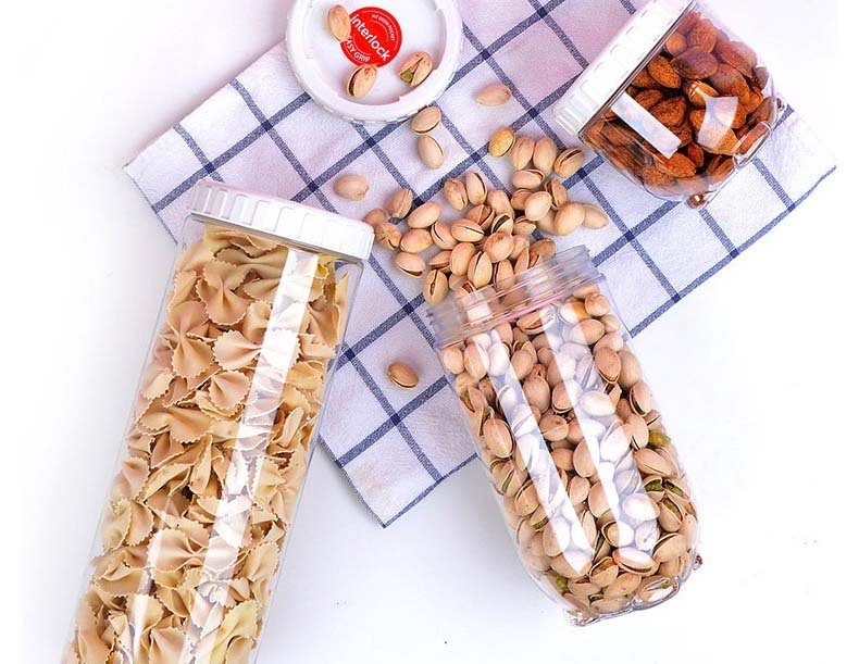 Clear Food Storage Container Screw Top Cereal Dispenser Containers For Grains Dry Food Snacks Nuts Coffee