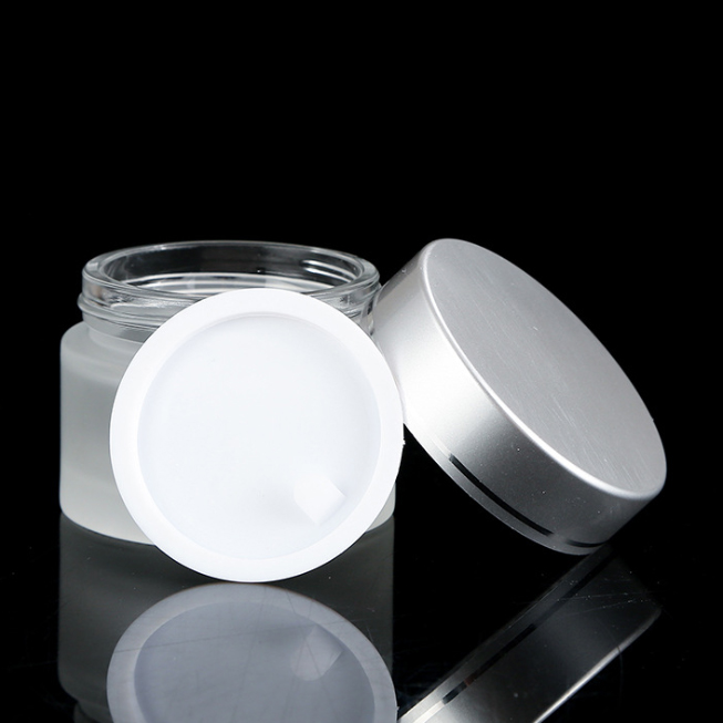 Clear Frosted 50g Straight Side Glass Jar Cosmetic Jar for Face Cream