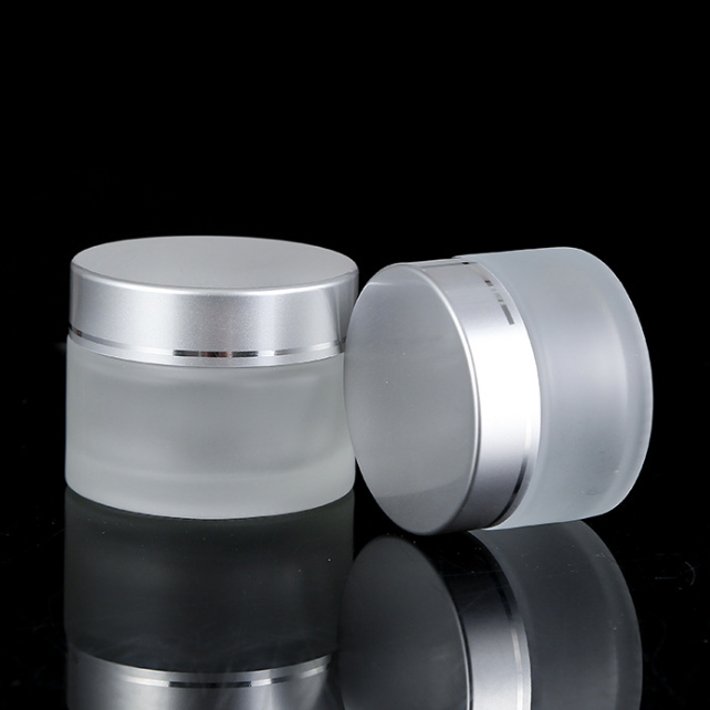 Clear Frosted 50g Straight Side Glass Jar Cosmetic Jar for Face Cream