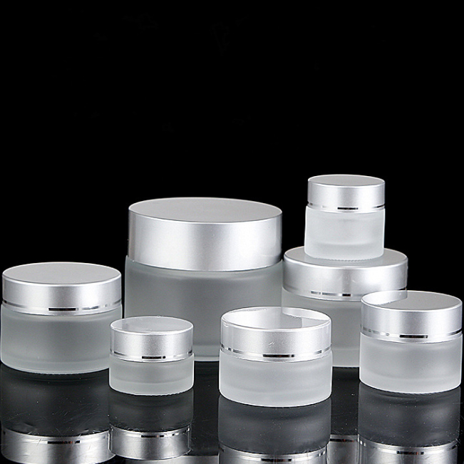 Clear Frosted 50g Straight Side Glass Jar Cosmetic Jar for Face Cream
