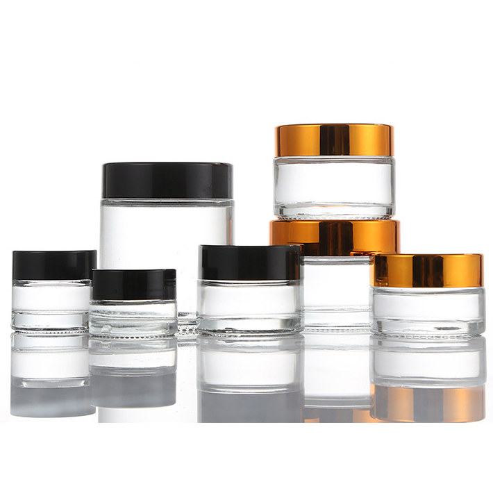 Clear Frosted 50g Straight Side Glass Jar Cosmetic Jar for Face Cream
