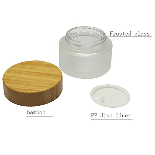 Clear Frosted Glass Cream Jar 50 ml Cosmetic Glass Jar with Bamboo Lid