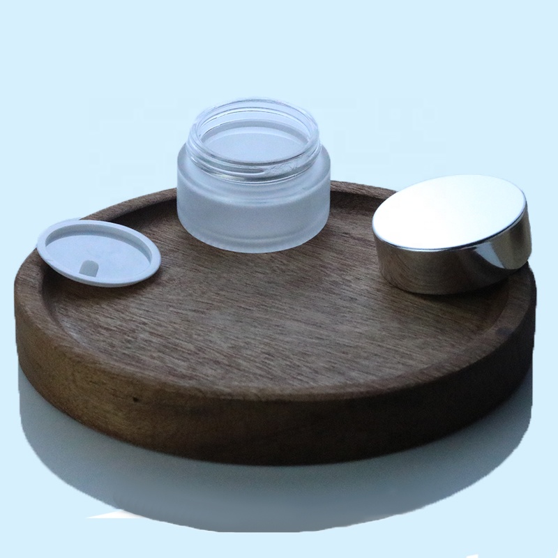 Clear Frosted In Stock 20g 30g 50g 100g Round Container Cream Empty Glass Jar With Silver Lid (GJM19)