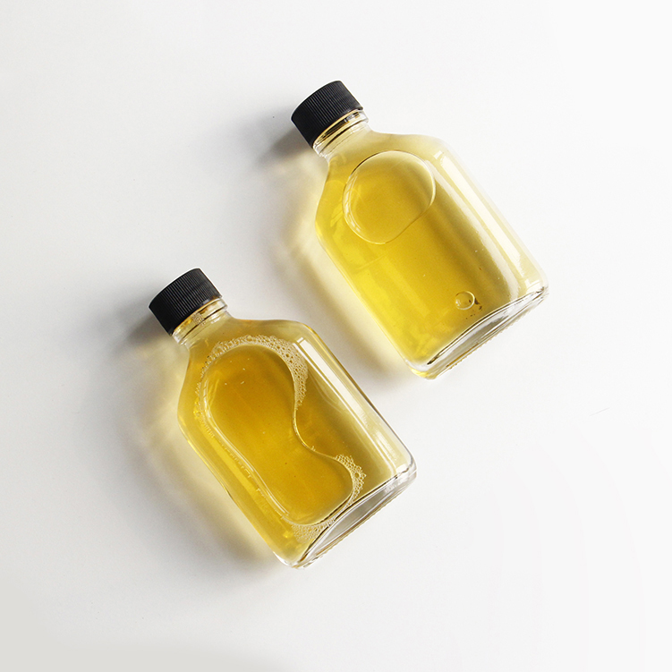 Clear Glass 100ML Long Neck Hip Flask For Bitter Beer Coffee Packaging