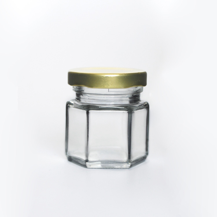 Clear Glass 45ml 1.5oz Hex Shape Glass Canning Jars For Honey