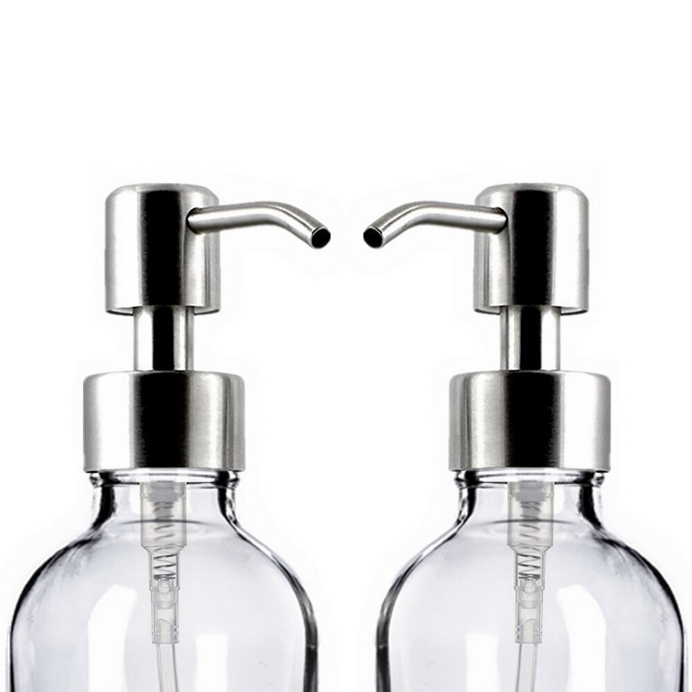 Clear Glass Boston Round Bottles w/Stainless Steel Pumps