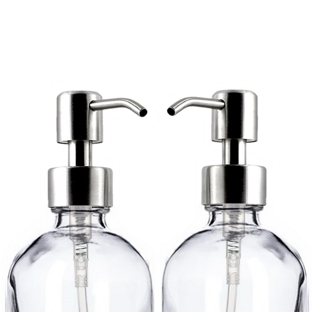 Clear Glass Boston Round Bottles w/Stainless Steel Pumps
