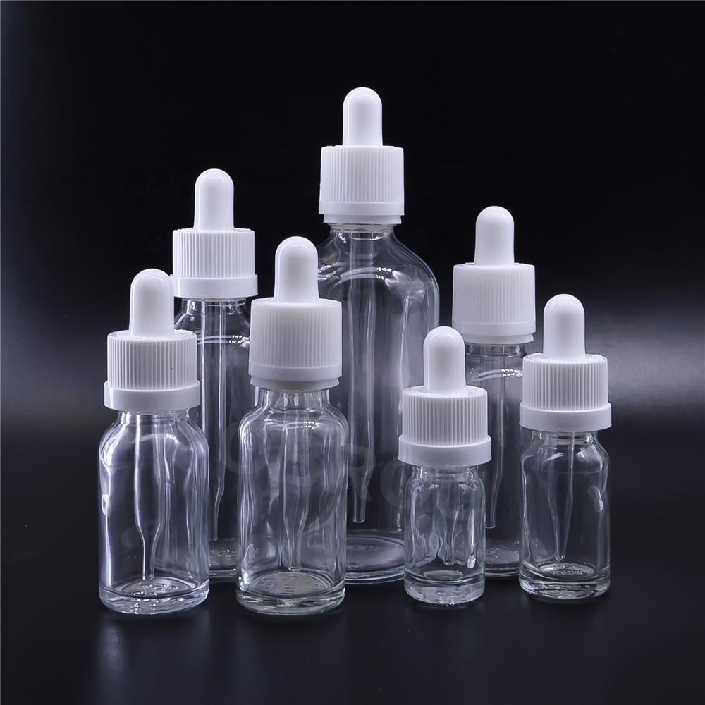 Clear Glass Bottles 10ml 20ml 30ml 50ml E Liquid Ejuice Pipette Dropper Bottles for Essence Oil Liquid