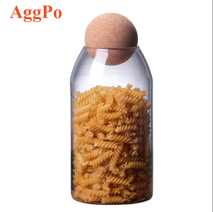 Clear Glass Bottles with Ball Cork 17/27/40 oz Glass Food Storage Bottle for Coffee, Candy