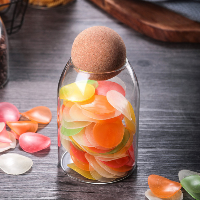 Clear Glass Bottles with Ball Cork 17/27/40 oz Glass Food Storage Bottle for Coffee, Candy