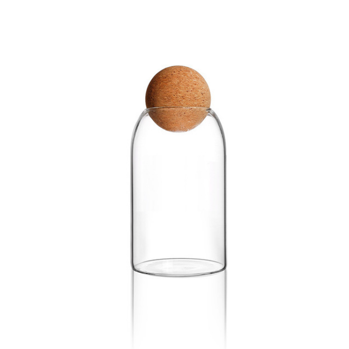 Clear Glass Bottles with Ball Cork 17/27/40 oz Glass Food Storage Bottle for Coffee, Candy