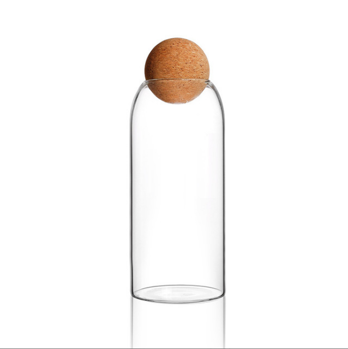 Clear Glass Bottles with Ball Cork 17/27/40 oz Glass Food Storage Bottle for Coffee, Candy
