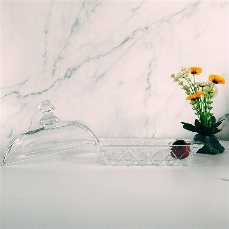Clear Glass Candy Dish Decorative Salad Bowl Candy Bowl with Lid high quality big indonesia glassware wholesale stock glassware