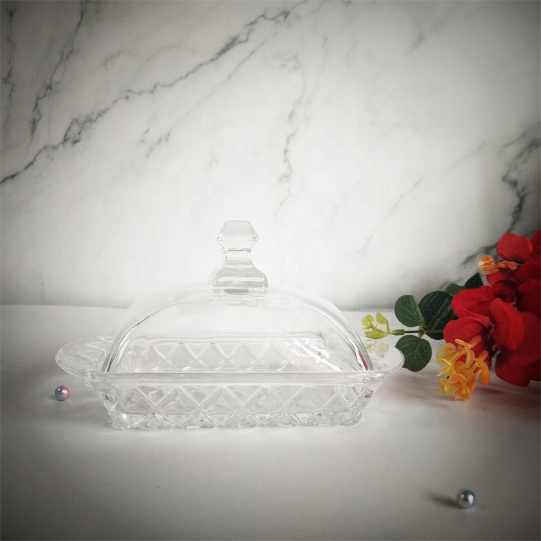 Clear Glass Candy Dish Decorative Salad Bowl Candy Bowl with Lid high quality big indonesia glassware wholesale stock glassware