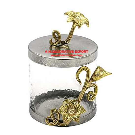 Clear Glass Canister Set/Decorative Clear Glass Canister Set with Tray for Kitchen Storage