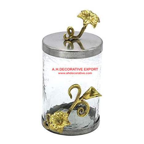 Clear Glass Canister Set/Decorative Clear Glass Canister Set with Tray for Kitchen Storage