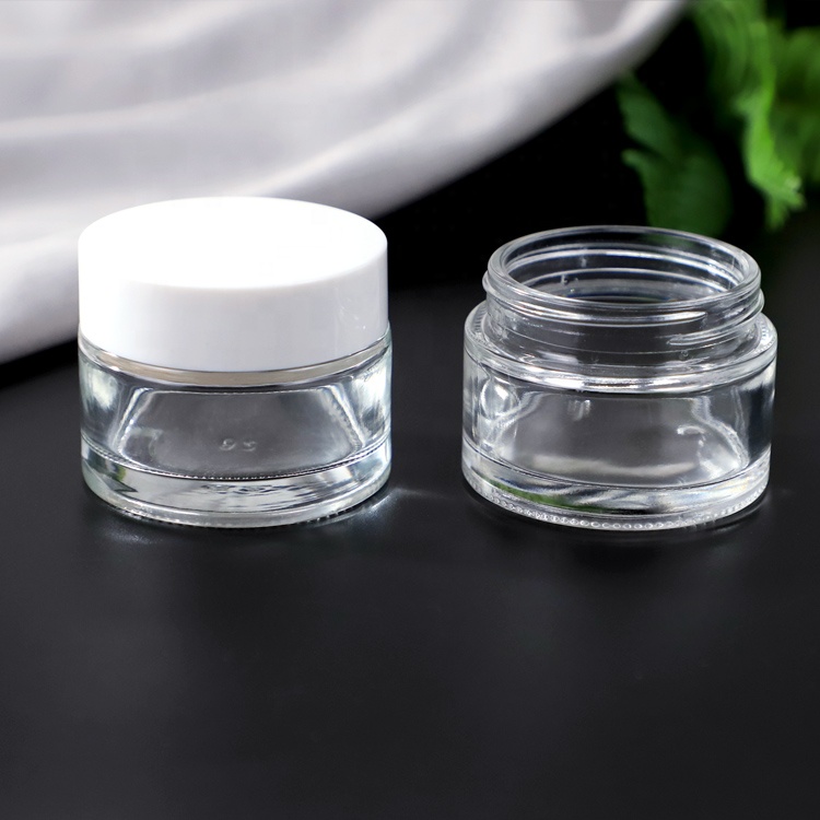 Clear Glass Container 50ml Cosmetic Glass Jar With Plastic Screw Cap