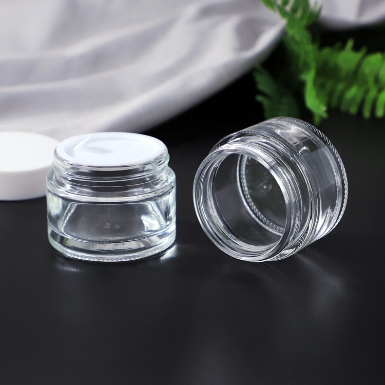 Clear Glass Container 50ml Cosmetic Glass Jar With Plastic Screw Cap