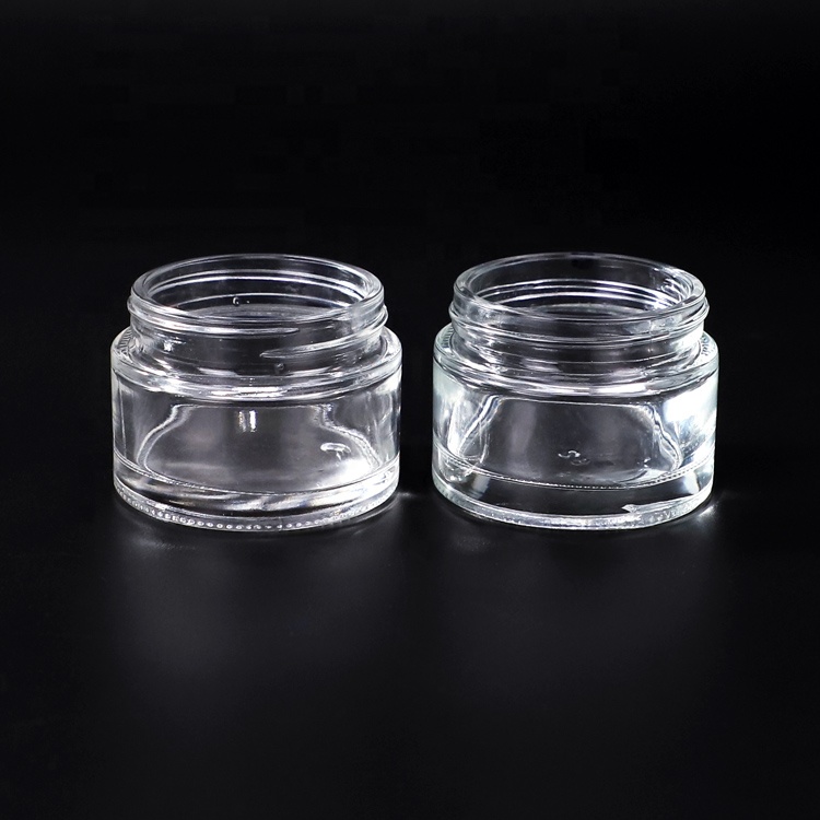 Clear Glass Container 50ml Cosmetic Glass Jar With Plastic Screw Cap