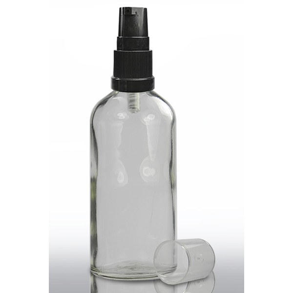 Clear Glass Dropper Bottle & 18mm Black Lotion Pump