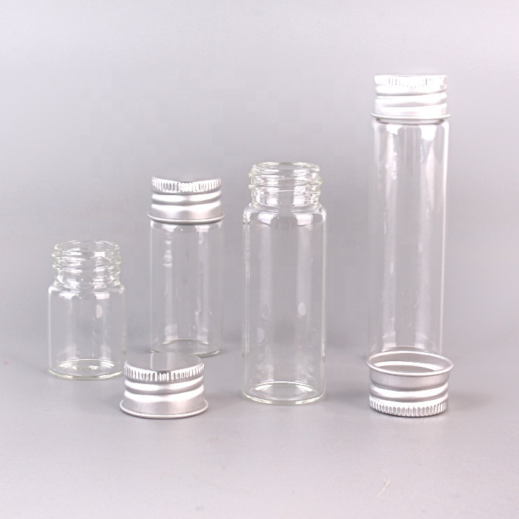 Clear Glass Empty Essential Oil Tube Cosmetics Creams Storage Travel Container With Aluminum Screw Lid