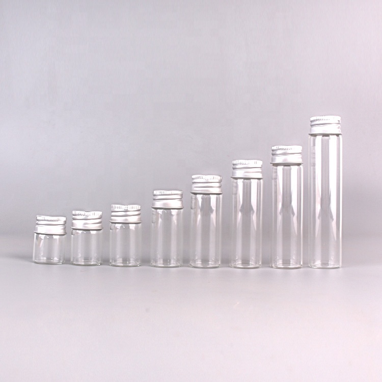 Clear Glass Empty Essential Oil Tube Cosmetics Creams Storage Travel Container With Aluminum Screw Lid