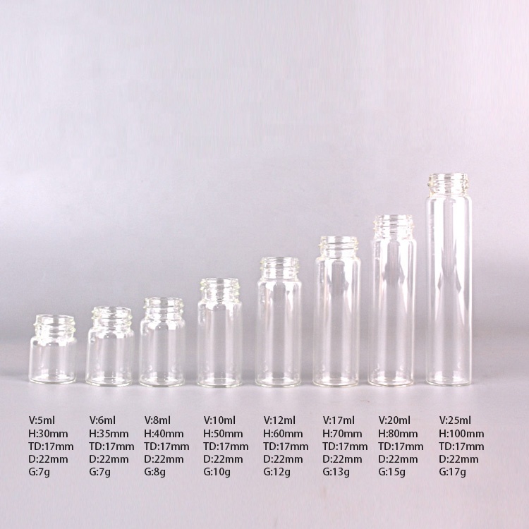 Clear Glass Empty Essential Oil Tube Cosmetics Creams Storage Travel Container With Aluminum Screw Lid
