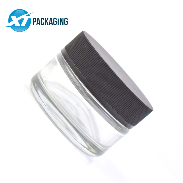 Clear Glass Jar 1oz Candle Jar Round Empty Clear Glass Jar With Child Resistant Cap