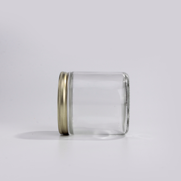 Clear Glass Jelly Jars 16oz Food Grade Glass Jar Straight Side 480ml Empt Glass Bottle With black Screw Lids