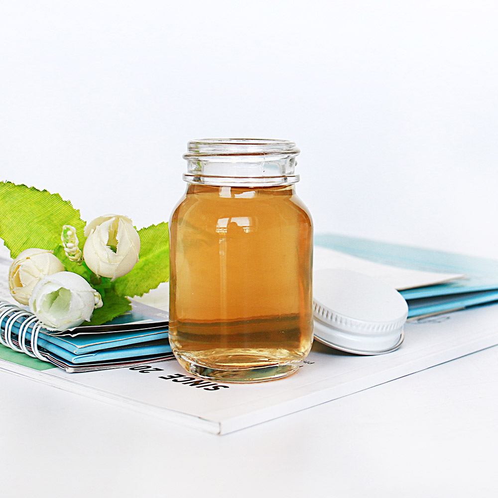 Clear Glass Mayberry Jars With White Metal Plastisol Lined Caps 50 ml