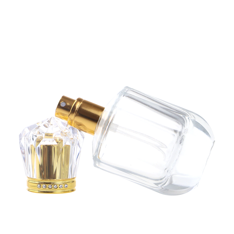 Clear Glass Oil Perfume Bottle Glass Essential Oil Gold Empty Perfume Bottle 50 Ml