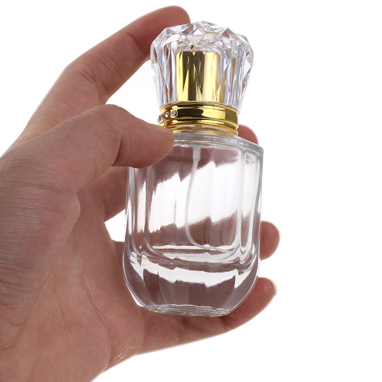 Clear Glass Oil Perfume Bottle Glass Essential Oil Gold Empty Perfume Bottle 50 Ml