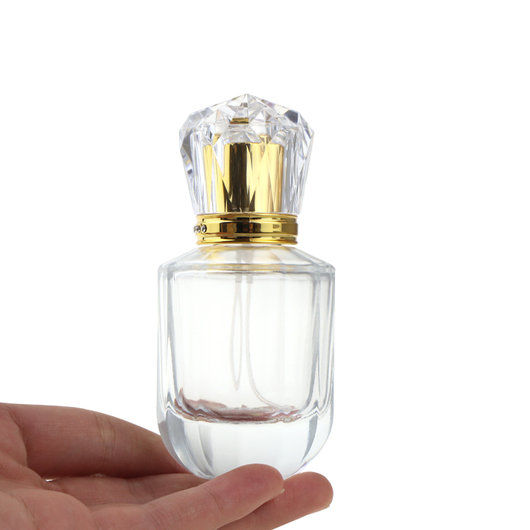 Clear Glass Oil Perfume Bottle Glass Essential Oil Gold Empty Perfume Bottle 50 Ml