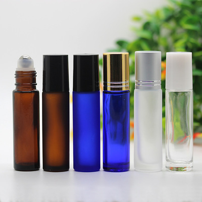 Clear Glass Roll On Bottle With Metal Roller Ball 10ml For Essential Oil Perfume Frosted Glass Bottle With Screw Cap