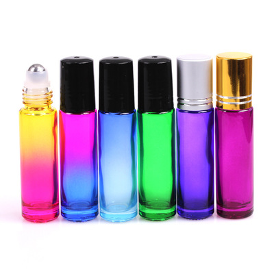 Clear Glass Roll On Bottle With Metal Roller Ball 10ml For Essential Oil Perfume Frosted Glass Bottle With Screw Cap